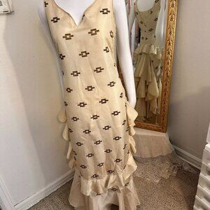 1920s/30s Gold Gilt Embroidery Flapper Dress